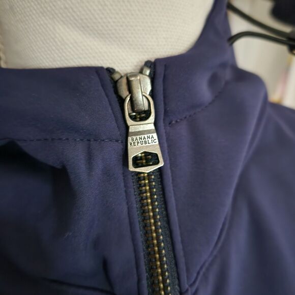Banana Republic Soft Shell Jacket w/ Hood Pockets Blue Red Womens Size XXS - Picture 3 of 11